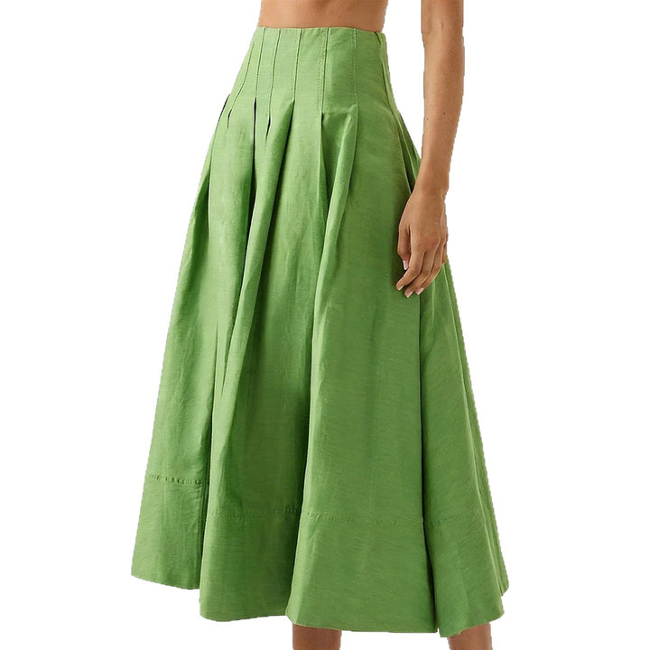 Damer Elegant Midi Kjol med Flödande Snitt och Sida Fickor-Eva Jonsson