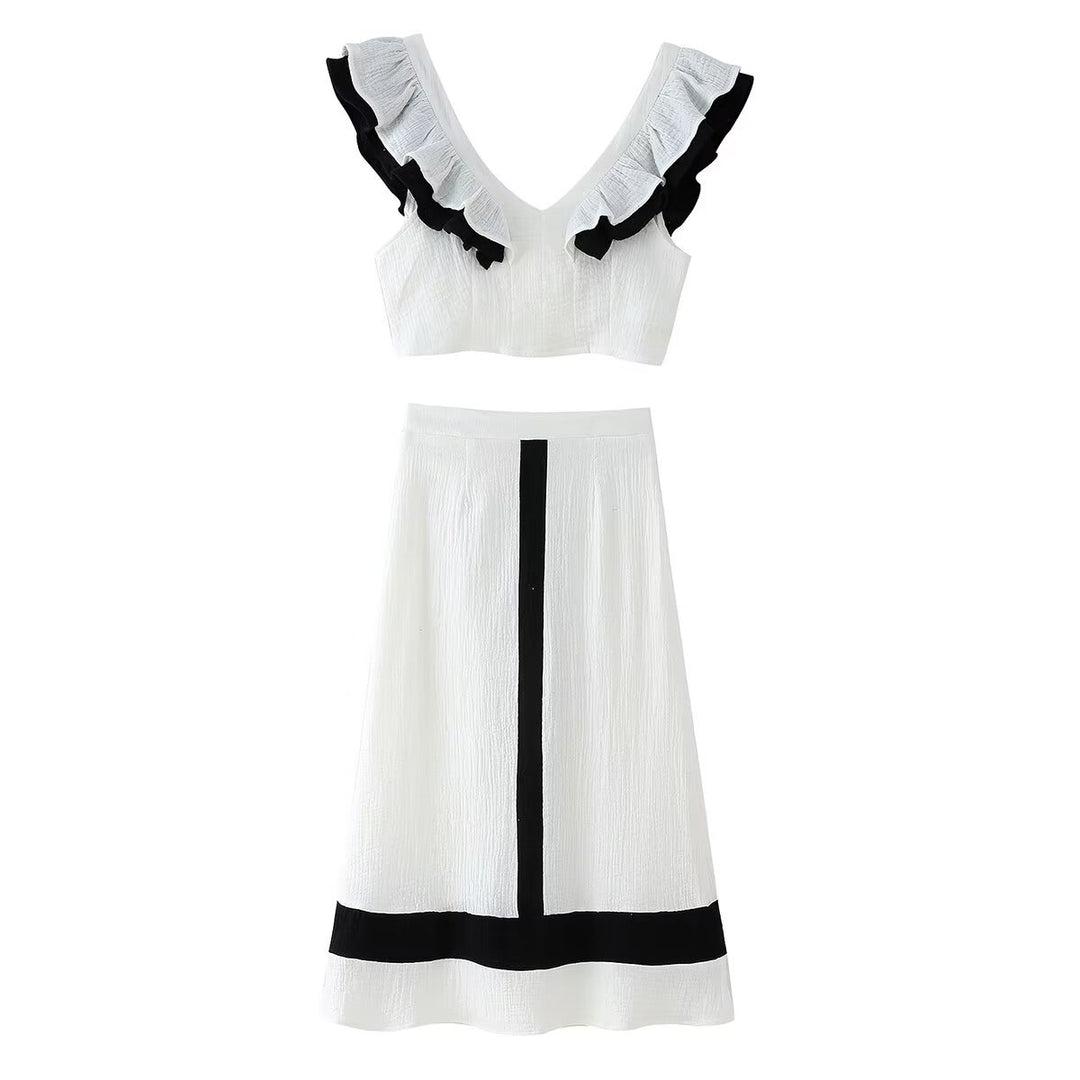 Damer Elegant Midi-Kjol med kontrasterande Detaljer Mirla-Eva Jonsson