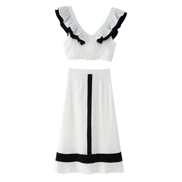 Damer Elegant Midi-Kjol med kontrasterande Detaljer Mirla-Eva Jonsson