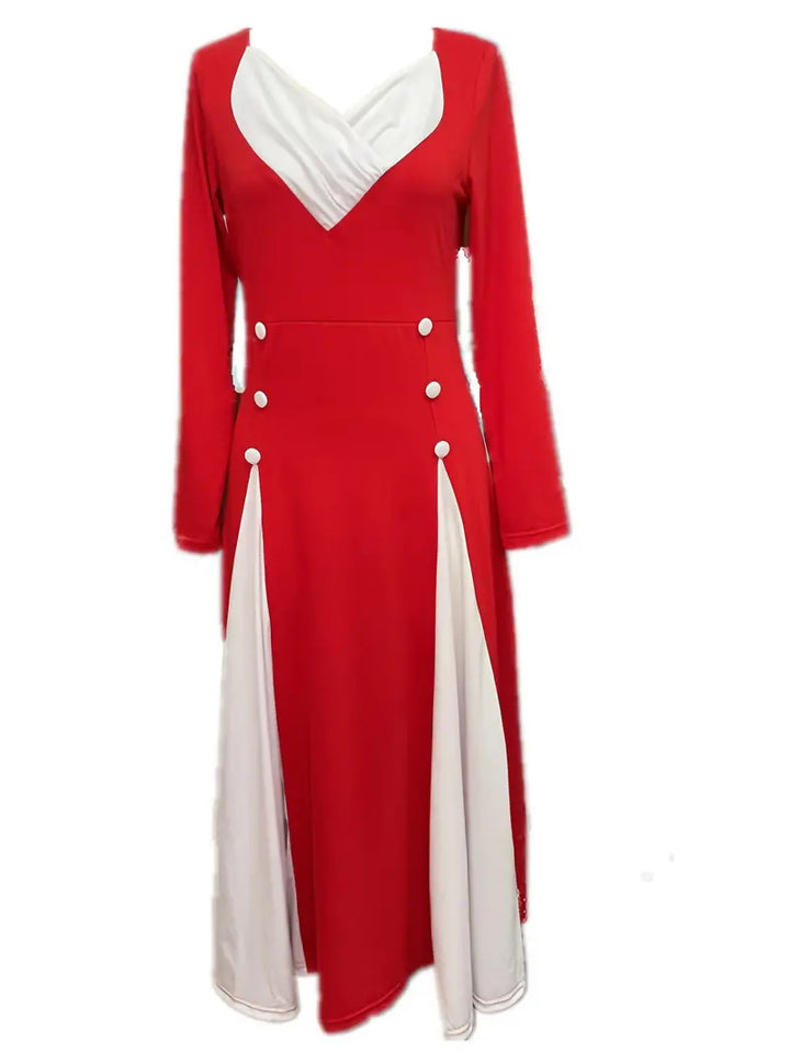 Damer Elegant Midi-klänning med asymmetrisk fåll och stiliga knappdetaljer Mirla-Eva Jonsson