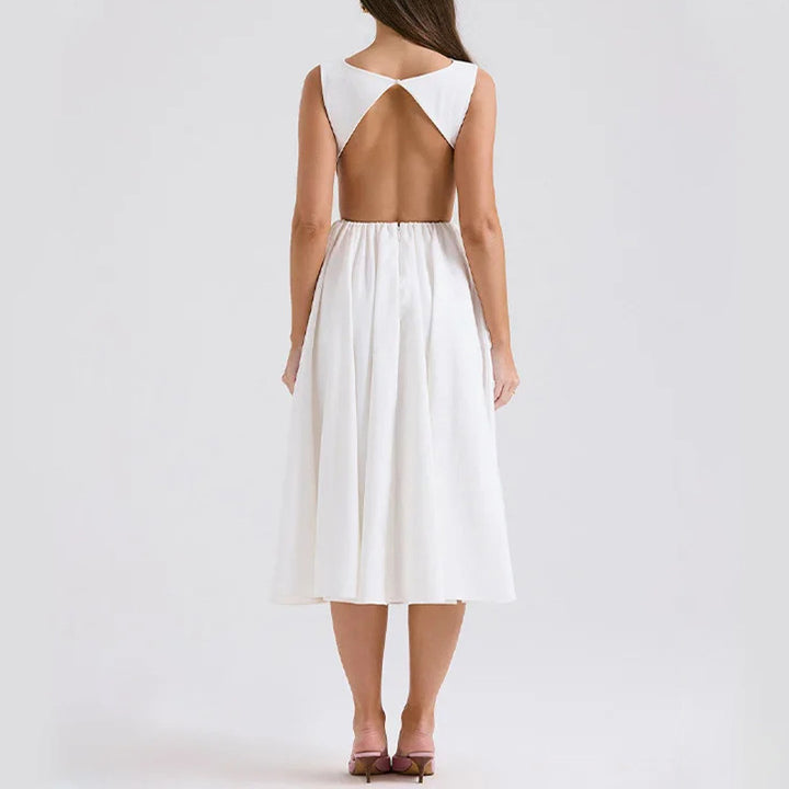 Damer Elegant Midi-klänning med figursydd överdel och svängande kjol Mirla-Eva Jonsson