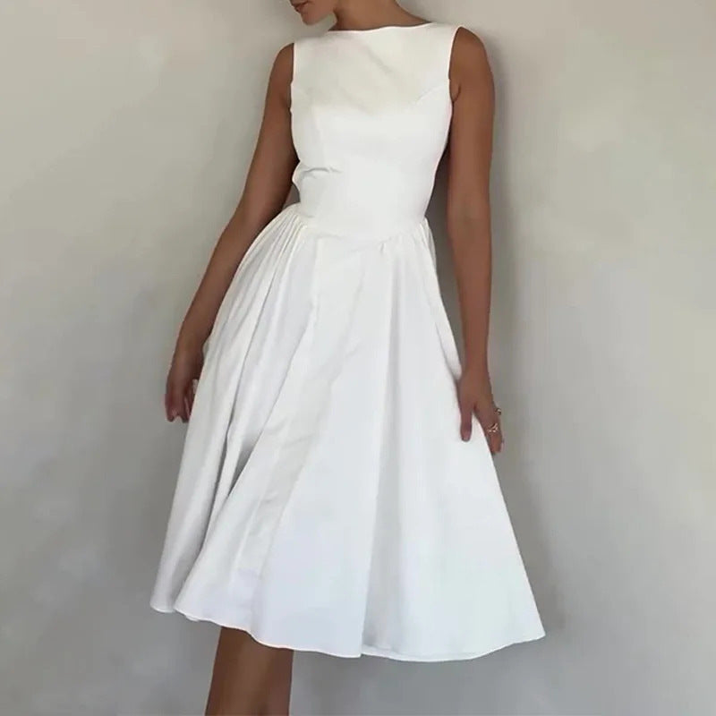 Damer Elegant Midi-klänning med figursydd överdel och svängande kjol Mirla-Eva Jonsson