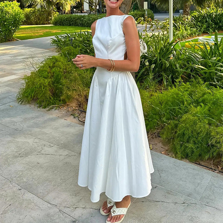 Damer Elegant Midi-klänning med figursydd överdel och svängande kjol Mirla-Eva Jonsson