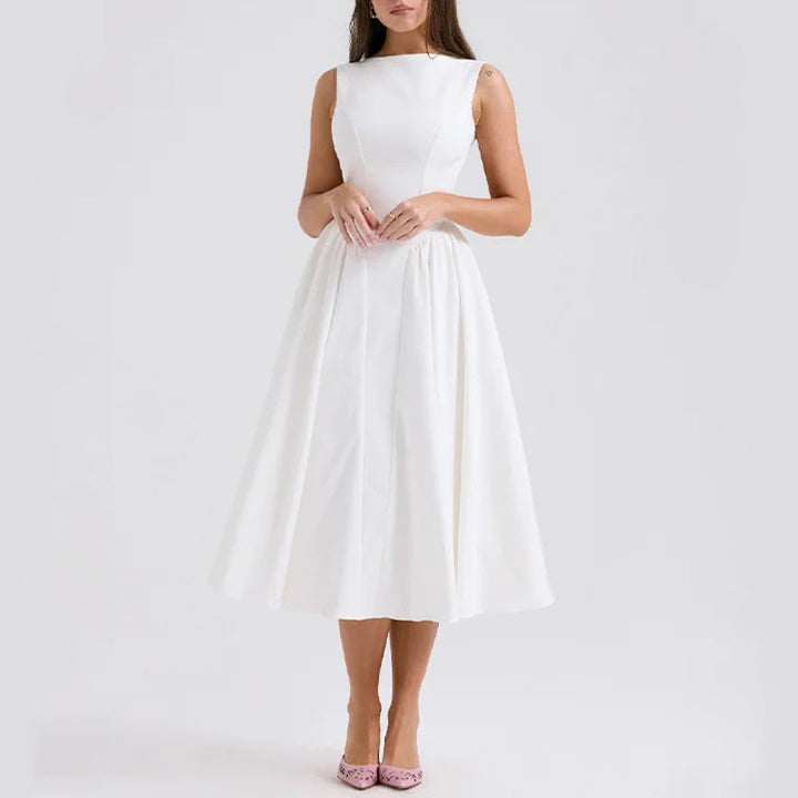 Damer Elegant Midi-klänning med figursydd överdel och svängande kjol Mirla-Eva Jonsson