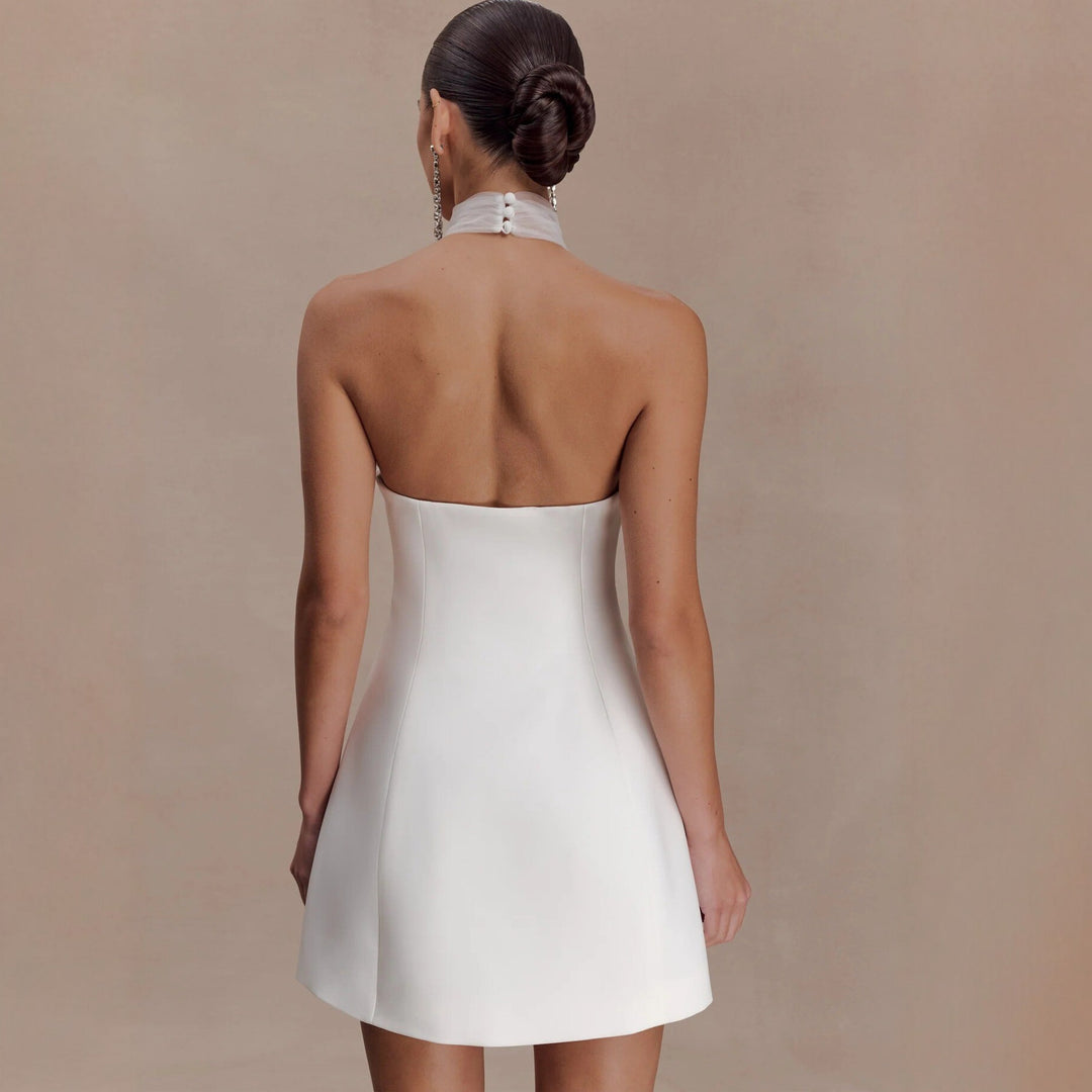 Damer Elegant Minikjol med Chiffon-halsdetalj och figurnära snitt Mirla-Eva Jonsson