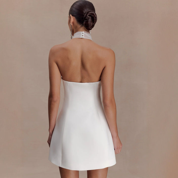 Damer Elegant Minikjol med Chiffon-halsdetalj och figurnära snitt Mirla-Eva Jonsson