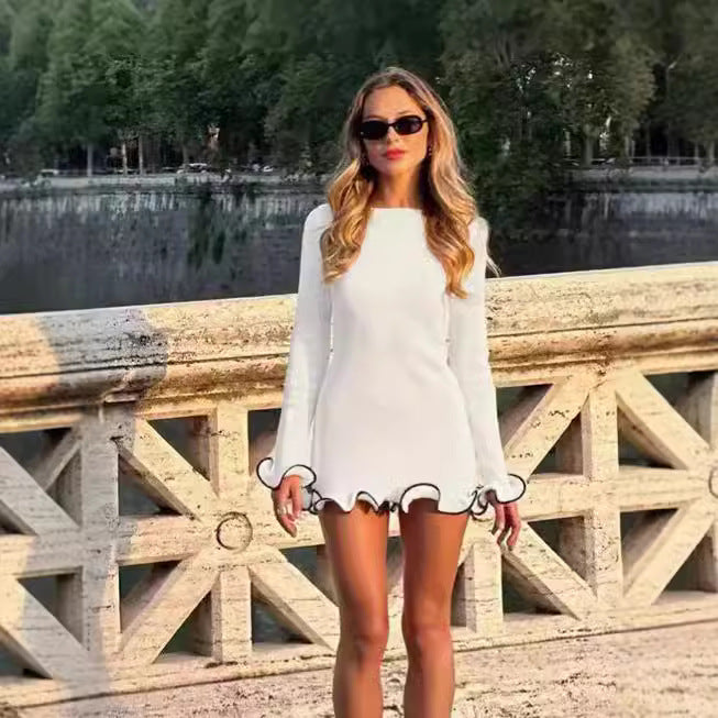 Damer Elegant Miniklänning med fransiga ärmar och unik fåll Eva Jonsson-Eva Jonsson