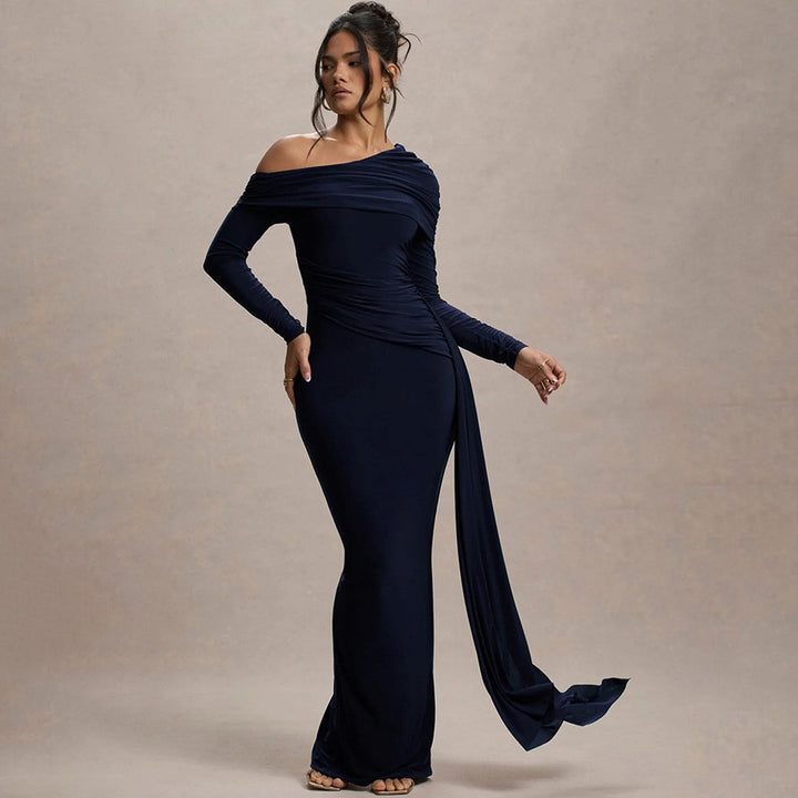 Damer Elegant Off-Shoulder Aftonklänning med raffinerade draperingsdetaljer Eva Jonsson-Eva Jonsson