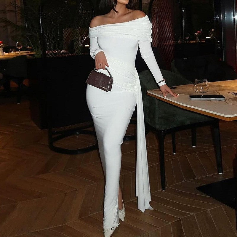 Damer Elegant Off-Shoulder Aftonklänning med raffinerade draperingsdetaljer Eva Jonsson-Eva Jonsson
