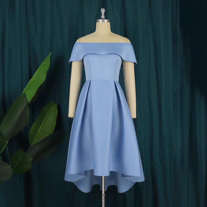 Damer Elegant Off-Shoulder Klänning med asymmetrisk fåll Mirla-Eva Jonsson