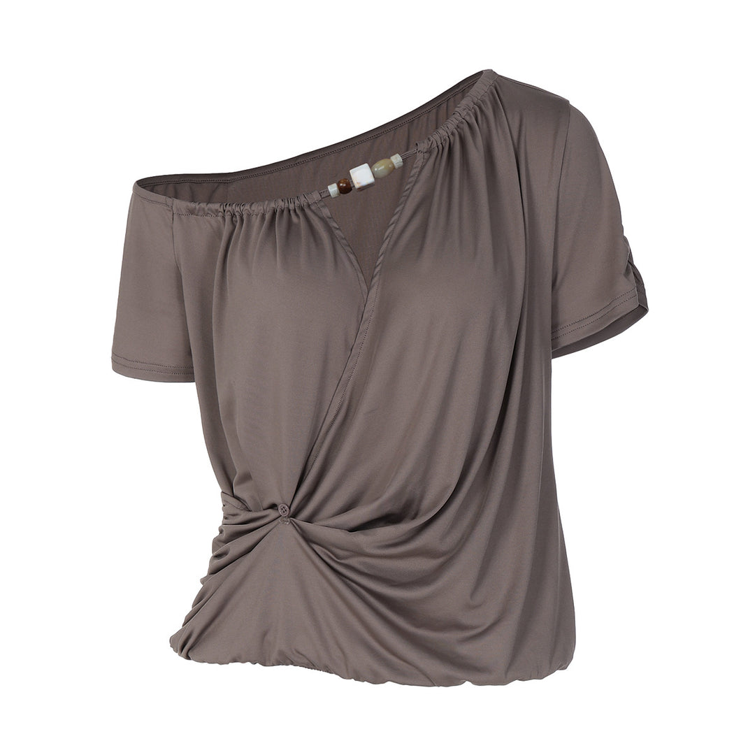 Damer Elegant Off-Shoulder T-shirt med lekfull knut Mirla-Eva Jonsson