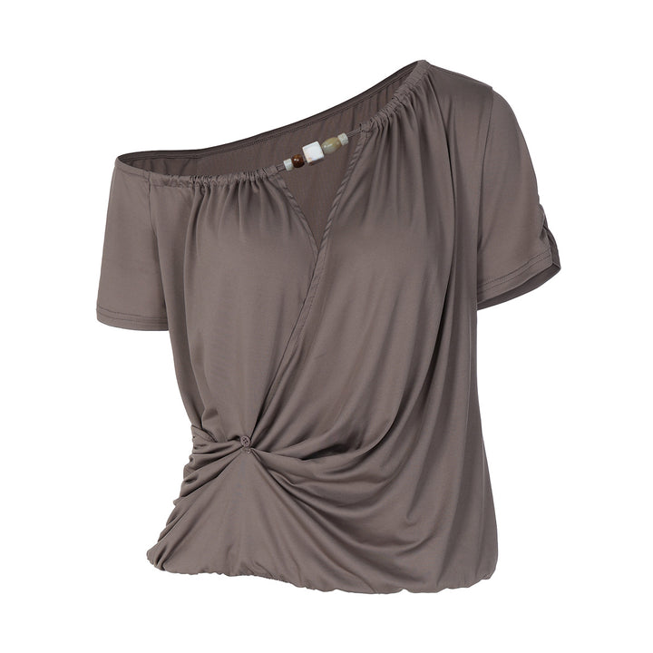 Damer Elegant Off-Shoulder T-shirt med lekfull knut Mirla-Eva Jonsson