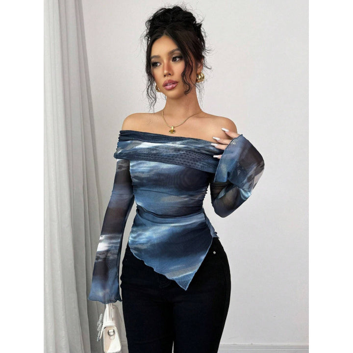 Damer Elegant Off-Shoulder Top med flödande tyg och raffinerade draperingar Mirla-Eva Jonsson