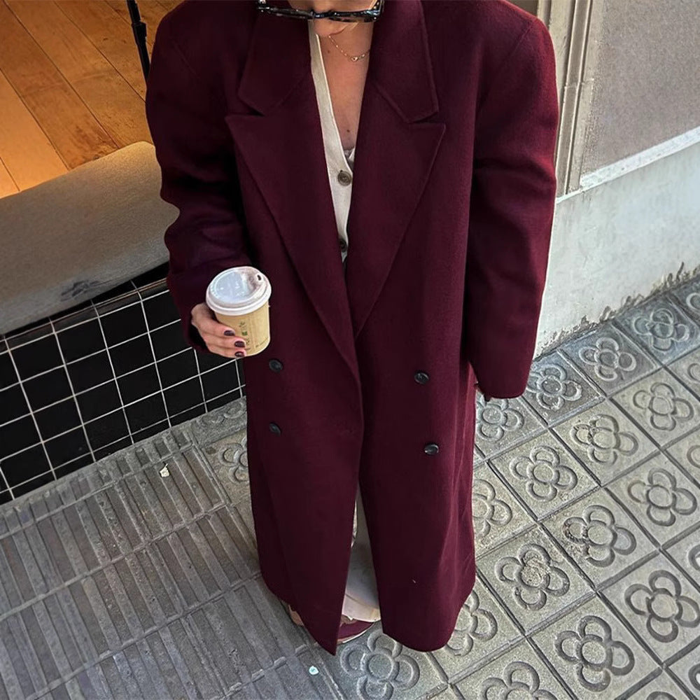 Damer Elegant Oversize Ullkappa med Dubbelt Knytefäste Mirla-Eva Jonsson