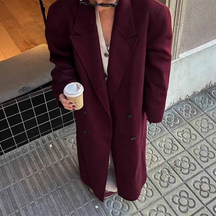 Damer Elegant Oversize Ullkappa med Dubbelt Knytefäste Mirla-Eva Jonsson