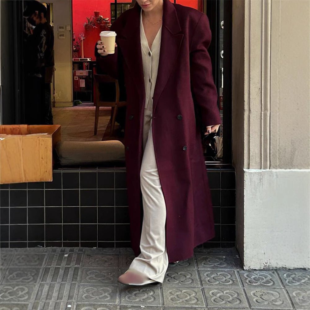 Damer Elegant Oversize Ullkappa med Dubbelt Knytefäste Mirla-Eva Jonsson
