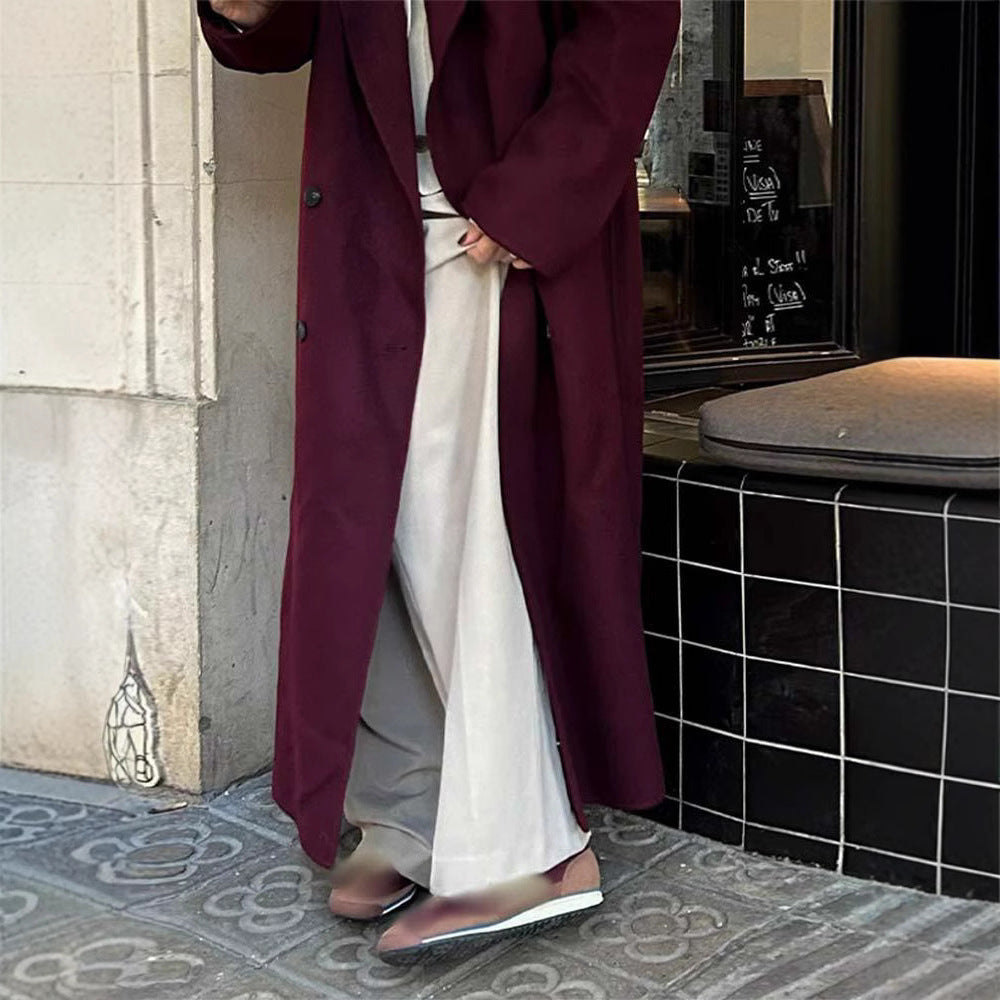 Damer Elegant Oversize Ullkappa med Dubbelt Knytefäste Mirla-Eva Jonsson