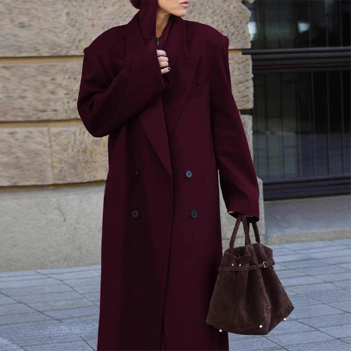 Damer Elegant Oversize Ullkappa med Dubbelt Knytefäste Mirla-Eva Jonsson