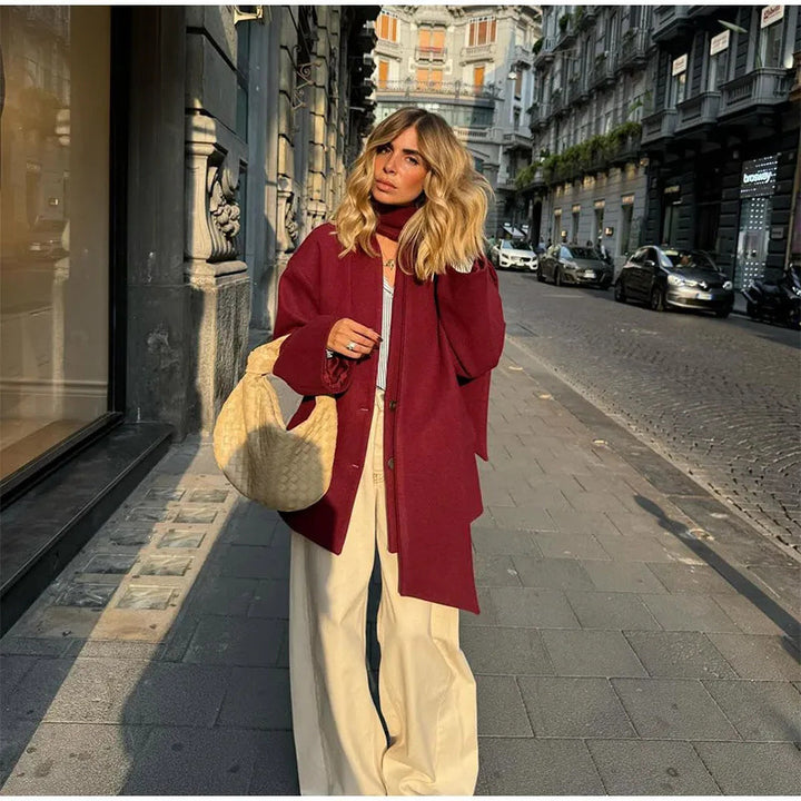 Damer Elegant Oversize-jacka med hög krage och fickor Mirla-Eva Jonsson