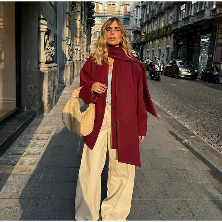 Damer Elegant Oversize-jacka med hög krage och fickor Mirla-Eva Jonsson