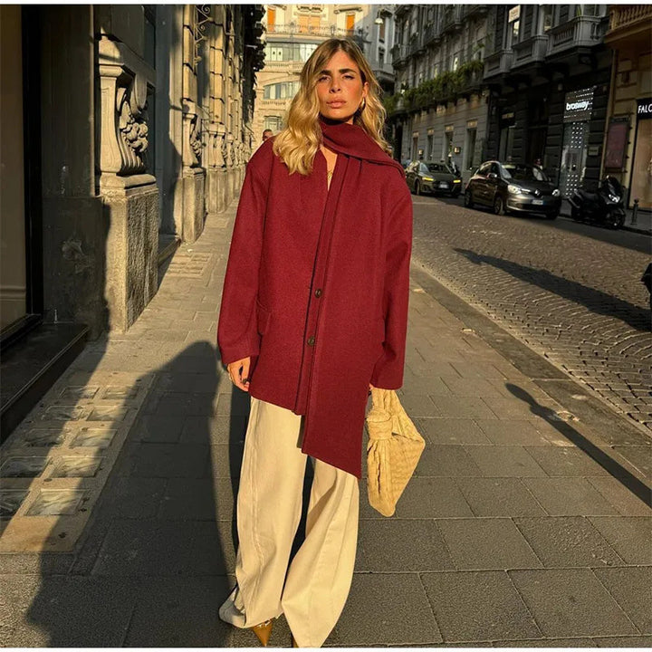 Damer Elegant Oversize-jacka med hög krage och fickor Mirla-Eva Jonsson