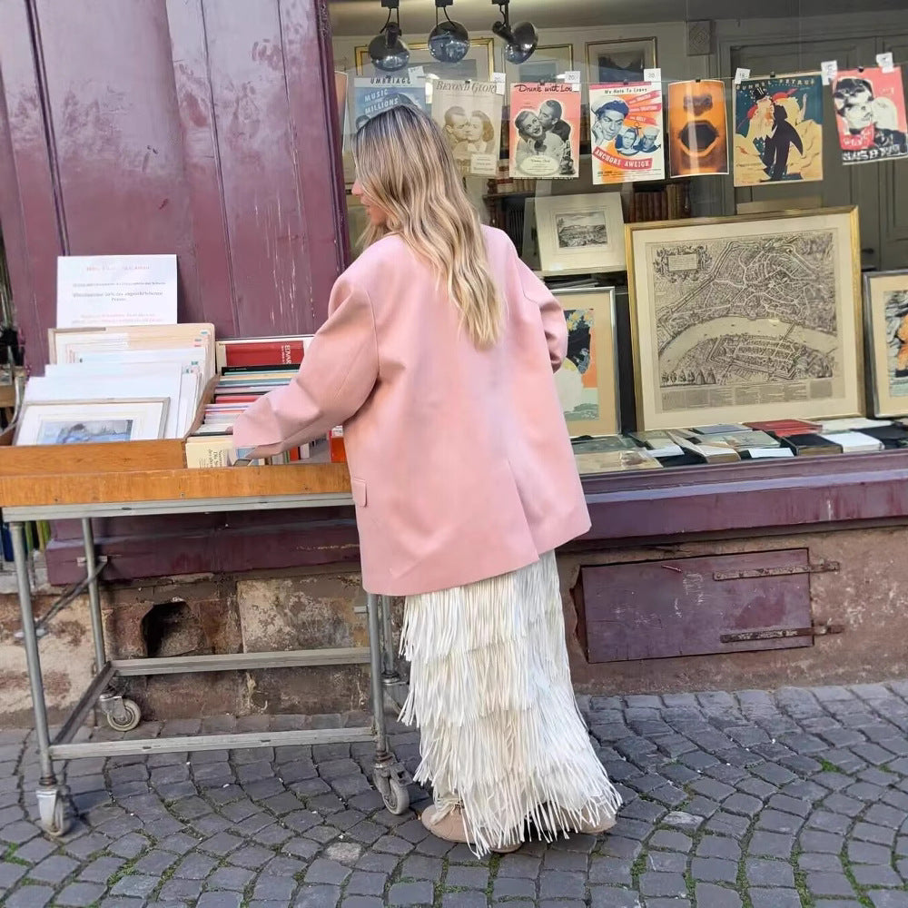 Damer Elegant Oversized Blazer med V-ringning och fickor Mirla-Eva Jonsson