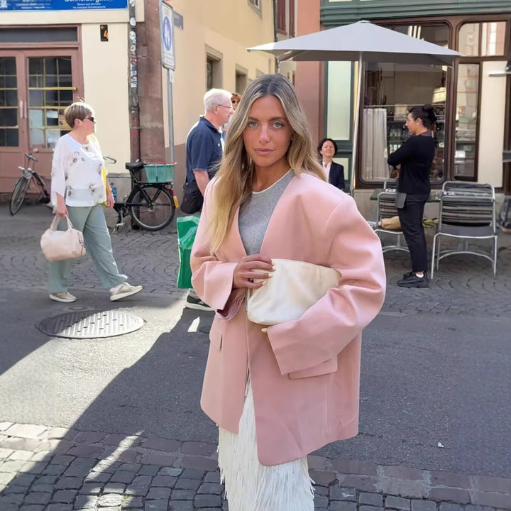 Damer Elegant Oversized Blazer med V-ringning och fickor Mirla-Eva Jonsson