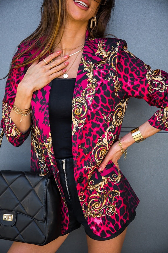 Damer Elegant Oversized Blazer med glamoröst tryck Mirla-Eva Jonsson