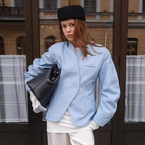 Damer Elegant Oversized Blazerjacka med asymmetrisk skärning och praktiska fickor Mirla-Eva Jonsson