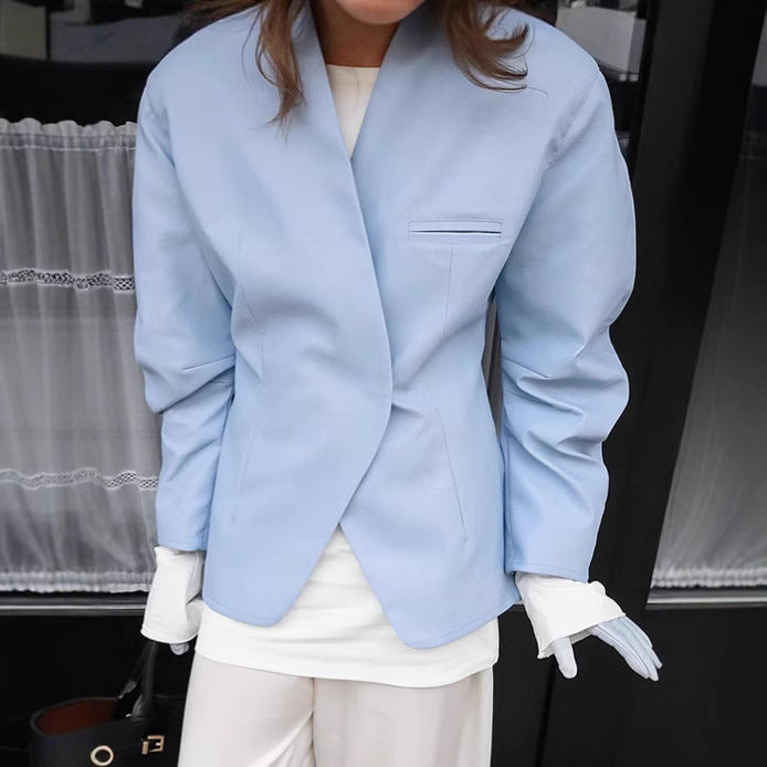 Damer Elegant Oversized Blazerjacka med asymmetrisk skärning och praktiska fickor Mirla-Eva Jonsson