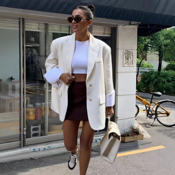 Damer Elegant Oversized Blazerjacka med praktiska fickor Eva Jonsson-Eva Jonsson