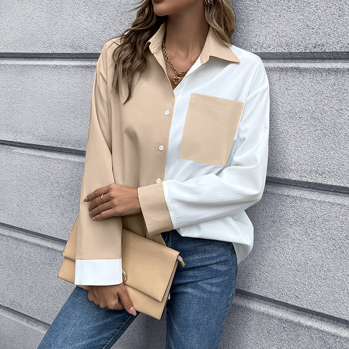 Damer Elegant Oversized Blus med Kontrastpiker Eva Jonsson-Eva Jonsson