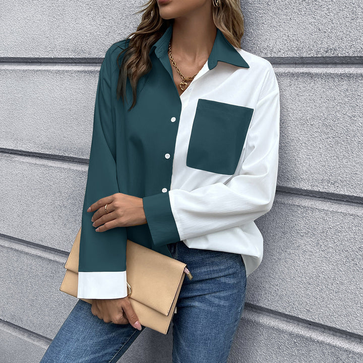 Damer Elegant Oversized Blus med Kontrastpiker Eva Jonsson-Eva Jonsson