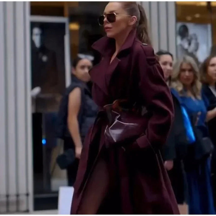 Damer Elegant Oversized Ulljacka med djup krage och sidofickor Mirla-Eva Jonsson