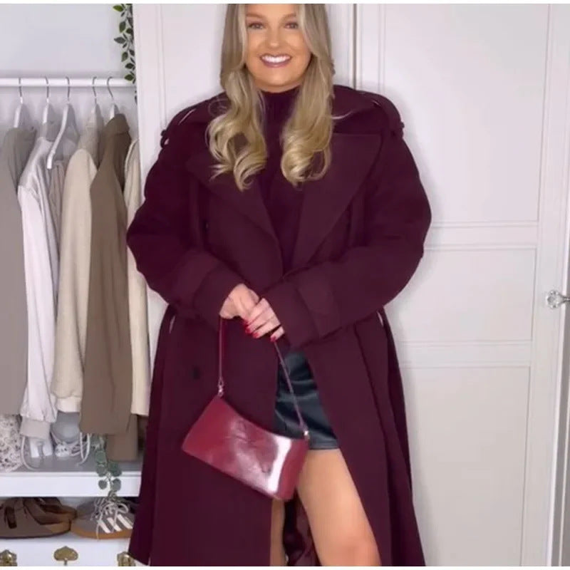 Damer Elegant Oversized Ulljacka med djup krage och sidofickor Mirla-Eva Jonsson