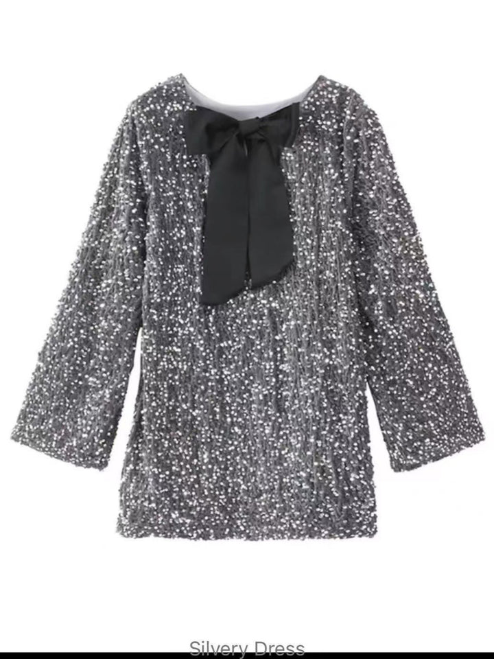 Damer Elegant Paillett Miniklänning med voluminösa ärmar och Rundhals Eva Jonsson-Eva Jonsson