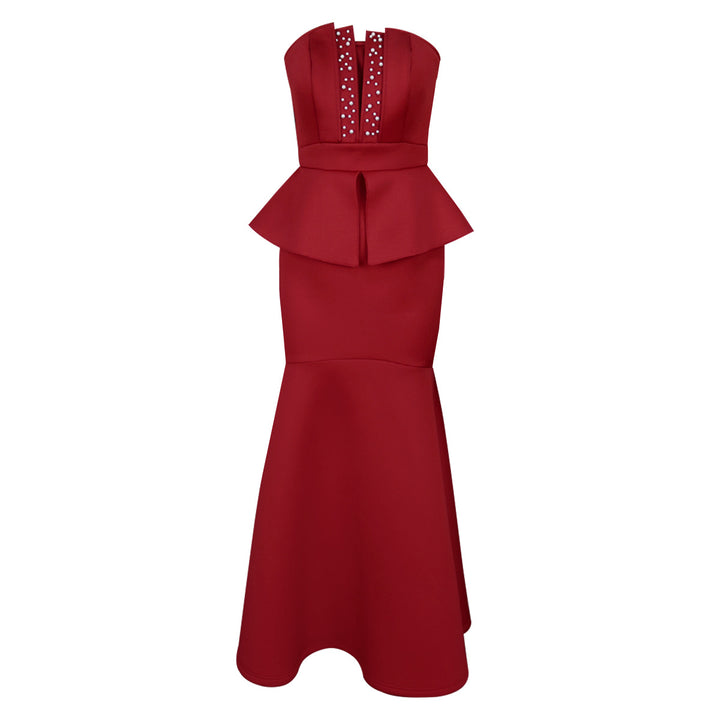 Damer Elegant Peplum Aftonklänning med hjärtformad halsringning och glittrande accenter Mirla-Eva Jonsson