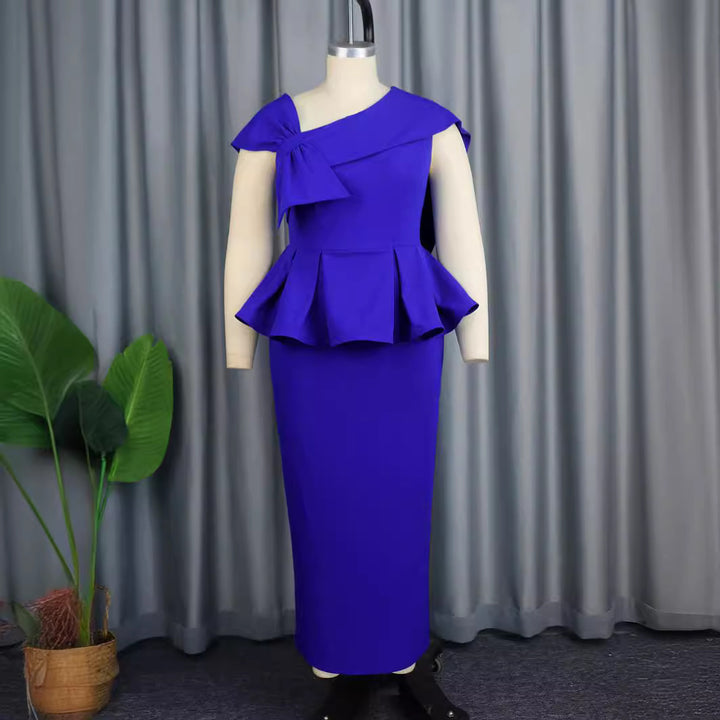 Damer Elegant Peplum-klänning med asymmetrisk axel-design Mirla-Eva Jonsson