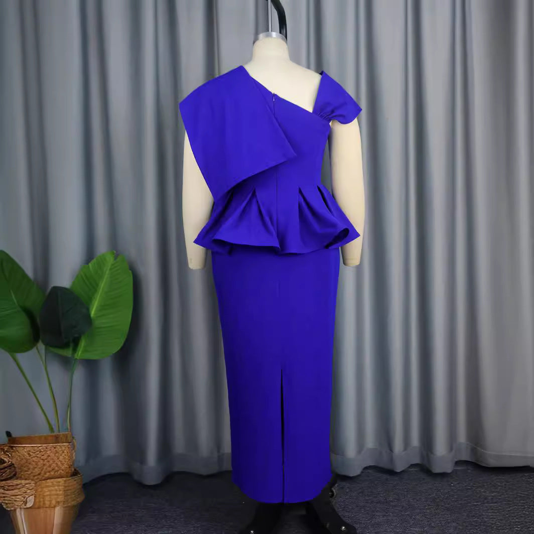 Damer Elegant Peplum-klänning med asymmetrisk axel-design Mirla-Eva Jonsson