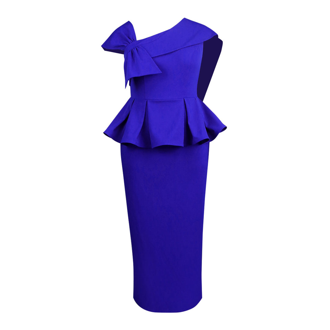Damer Elegant Peplum-klänning med asymmetrisk axel-design Mirla-Eva Jonsson
