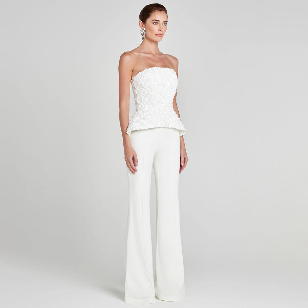 Damer Elegant Peplum-topp med utsvängda byxor Mirla-Eva Jonsson