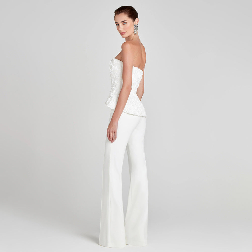 Damer Elegant Peplum-topp med utsvängda byxor Mirla-Eva Jonsson