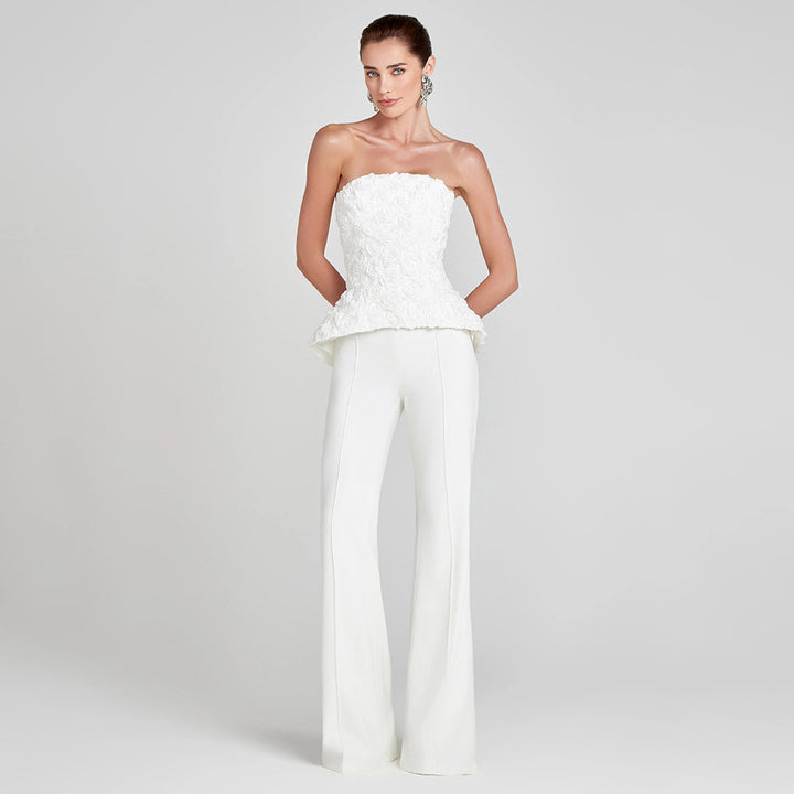 Damer Elegant Peplum-topp med utsvängda byxor Mirla-Eva Jonsson