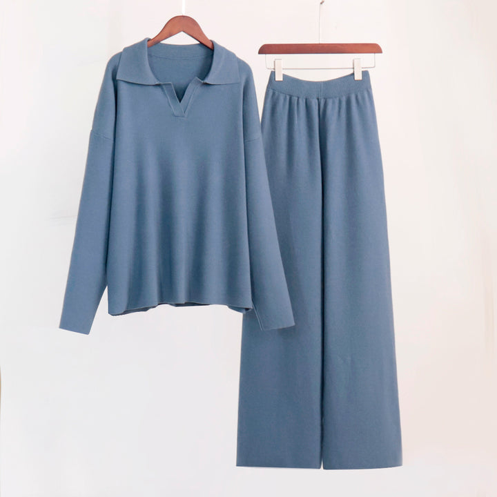 Damer Elegant Poloshirt och Vida Byxor Set Mirla-Eva Jonsson