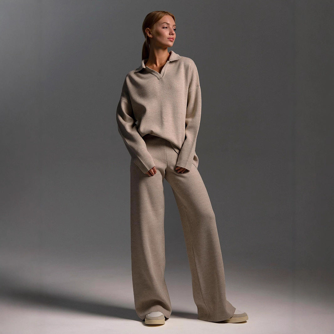 Damer Elegant Poloshirt och Vida Byxor Set Mirla-Eva Jonsson