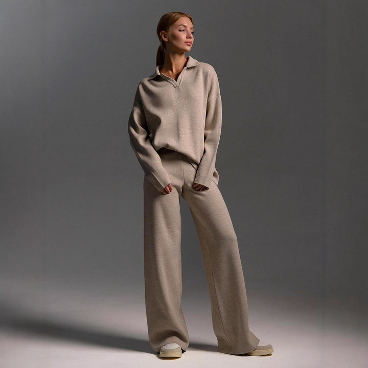 Damer Elegant Poloshirt och Vida Byxor Set Mirla-Eva Jonsson