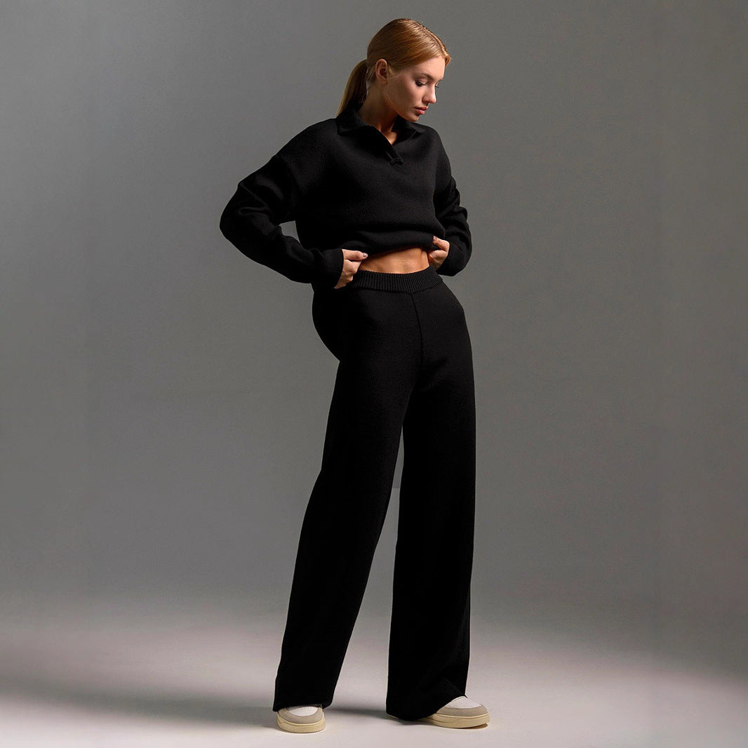 Damer Elegant Poloshirt och Vida Byxor Set Mirla-Eva Jonsson