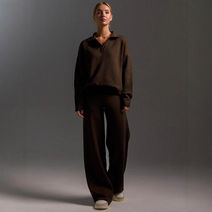 Damer Elegant Poloshirt och Vida Byxor Set Mirla-Eva Jonsson