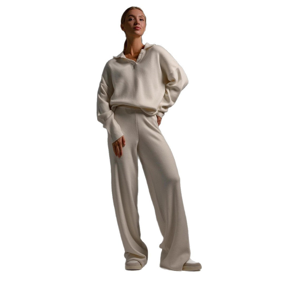 Damer Elegant Poloshirt och Vida Byxor Set Mirla-Eva Jonsson