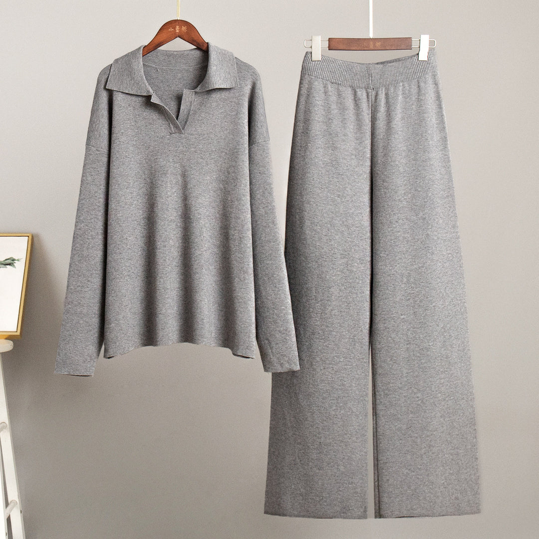Damer Elegant Poloshirt och Vida Byxor Set Mirla-Eva Jonsson